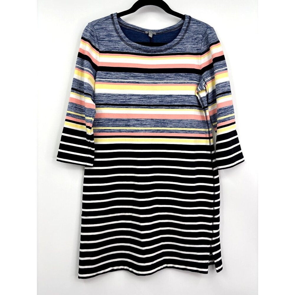 T By Talbots Terry Striped Casual Dress Small